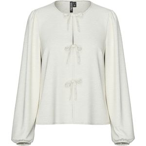 Pieces - Pctiffany Ls Tie Top Wvn Noos Bc - Blouse - Cloud Dancer