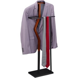 Relaxdays dressboy staal - kledingstandaard - standaard voor kleding - hout - kledingrek
