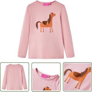 vidaXL Meisjeskleren - Kinderhemd - Kindershirt met lange mouwen 116 lichtroze - Roze Kleding - Longsleeve - Kindermode