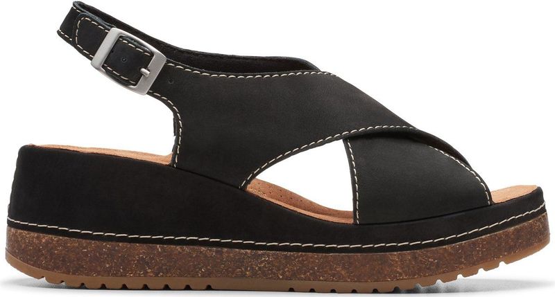 Clarks - Kassanda Step - Sandalen - Zwart - Leer - Casual