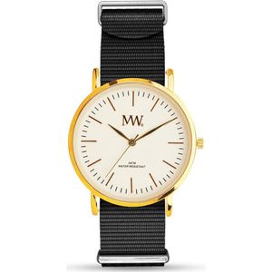 Meyewatch Nato Flat Style horloge GD incl. verwisselbare canvas band in kleur zwart