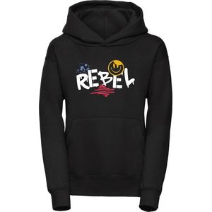 Hoodie - Sweater - Rebel - M - Hoodie zwart