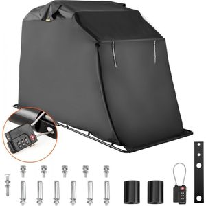 Waterdichte Motorhoes Zwarte Motorfietshoes 270x105x160 cm Scooterhoes Gemaakt van Scheurvast 600D Oxford-materiaal met Duurzame Stalen Beugel, Gewichtstas en Codeslot voor Gebruik Buitenshuis