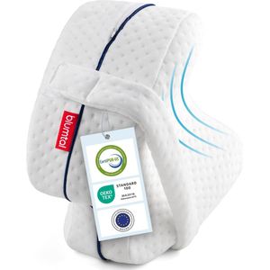 Blumtal Ergonomisch Kniekussen - Zijslaper Kussen - Orthopedisch Kniekussen - Beenkussen voor in bed - Zijslaapkussen - Wit