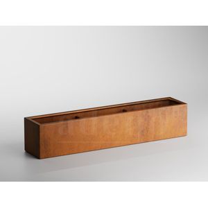Adeqo cortenstaal plantenbak rechthoek met bodem 200 x 50 x 50 cm - bloembak cortenstaal - voortuin - buiten
