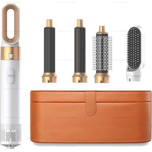 SayKar Föhn Multi Haarstyler - Wit/Goud - Caramel/Bruine doos - 5 In 1 - Krultang - Stijltang - Haarborstel - Haardroger - Föhn - Haar Multi-Styler