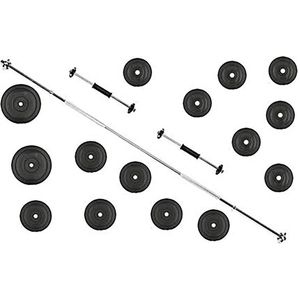 Halterset  Gewichtenset Fitness Dumbbell set 35 kg Halterschijven + 2 Dumbbellstangen 45cm + Halterstang Recht 180cm