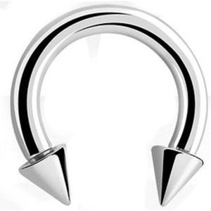 Titanium 12 mm horse shoe ring 1,6 met 4 mm cones.. RH-Jewelry