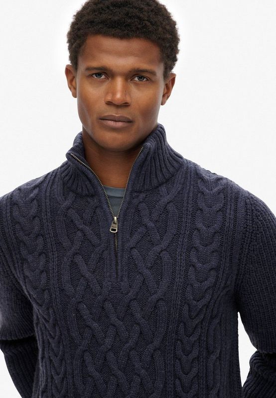 Superdry - Jacob Cable Knit - Gebreide Trui - Halve Ritssluiting