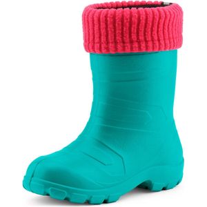 Ladeheid Kinder Regenlaarzen - Rubber - met Binnenschoen - EVA - Wasbare Binnenschoen - LA-LMG-845-AspenKids - Turquoise/roze - 30