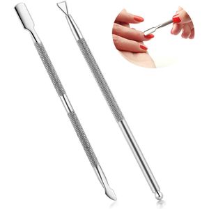 2 stuks nagelriemduwer en knipper - professionele nagelriemduwer - nagellakremover van roestvrij staal - manicureset - voor vinger- en teennagels