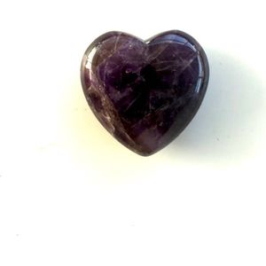 Edelstenen amethist hart paars 3 cm beschermende zuiverende edelsteen