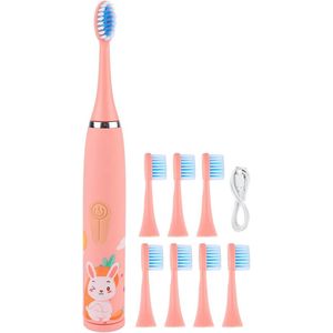 Tandenborstel voor Kinderen, Waterdicht, USB Oplaadbaar met 8 Vervangende Borstelkoppen