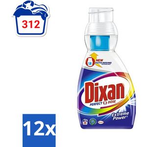 Dixan Perfect Dose - Vlekkenkampioen - Extreme Power - Witte, Gekleurde & Zwarte Was - 26 Wasbeurten - Voordeelverpakking - 12 stuks