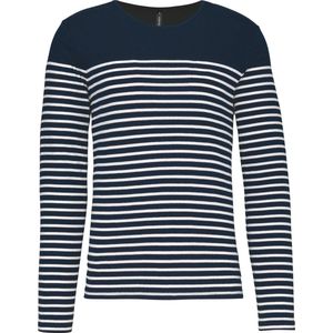 Kariban Gestreept heren-t-shirt lange mouwen K366 - Navy / White Stripes - M