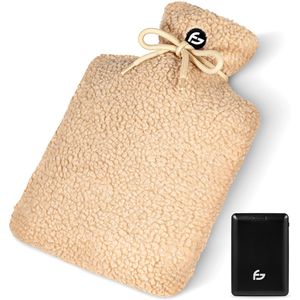 Elektrische Kruik – 3 Standen – Kruik – 10.000 mAh Powerbank – Wasbare Hoes – Oplaadbare Kruik – Teddy Beige – Saaf Comfort