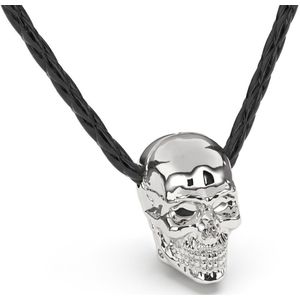 SERASAR Heren Lederen Ketting [Skull] - Zilver 50cm - Hals Sieraden Hanger