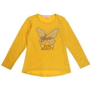 Longsleeve shirt vlinder glitter okergeel 158/164