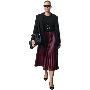 Trendyol Claret Red Elastische Taille Geplooide Geweven Plus Size Rok Tbbaw25Az00013