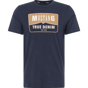 Mustang T-shirt donkerblauw met logo - maat S