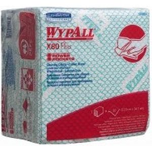 Doekjes WYPALL X80 Plus, groen voor dispenser 7969, kwartvouw - 30 doeken