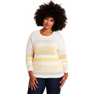 Trui met opengewerkte 3/4-mouwen van katoenmix