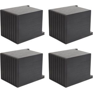 4 STKS Vierkante Bedverhogers Meubelverhogers 4 inch - Zwart - Voor Kleine Puntige Voeten