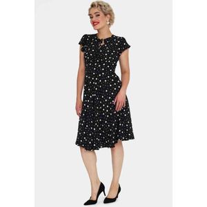 Voodoo Vixen - Polka Dot Flutter Sleeve Korte jurk - XL - Zwart