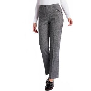 Rechte broek met visgraatmotief of gevlekte pijpen 70 cm binnenbeenlengte