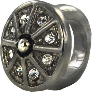 Quiges - Verzilverde Aanschuif Charm Bedel Schild voor Quiges Wikkelarmbanden - EHC111