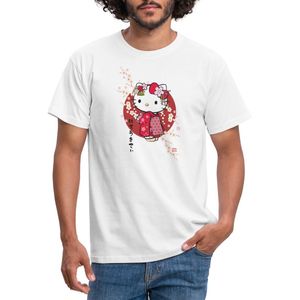 Hello Kitty In Een Rode Kimono En Kersenbloesems T-Shirt Heren