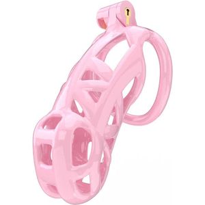 Peniskooi Roze - Cock cage - Chastity Cage - Kunststof Peniskooi - Kuisheidskooi voor Mannen - Peniskooi met 5 Maten Penisringen - Peniskooi Roze Maat L - Ø3.9 x 10.5 cm