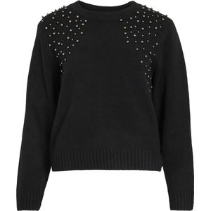 Vila - Vilanie O-neck Deco Knit Top - Zwart - Dames