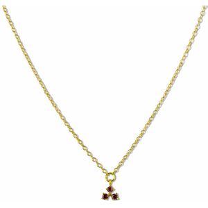Silventi 9SIL-21651 Zilveren Ketting met Hangertje - Dames - Drie Zirkonia Steentjes - Paars- 5,2 x 5,2 mm - Ankerschakel - 38 + 7 cm - Zilver - Gold Plated - (Verguld/Goud op Zilver)