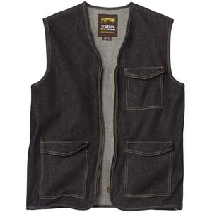 ATLAS FOR MEN - Mouwloos spijkervestje met rits - Heren - Verkrijgbaar in grote maten - L