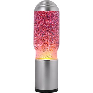 i-Total Lavalamp - Lava Lamp - Sfeerlamp met Aroma Diffuser - 35x10 cm - Glas/Aluminium - 30W - Glitter Lava - Zilvergrijs - XL2201