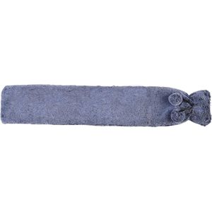 Lange Draagbare Warmwaterkruik met Fleece Hoes in Blauw Bont