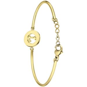 Lucardi Dames Goldplated armband met letter - L - Staal - Armband - Cadeau - Moederdag - 20 cm - Goudkleurig