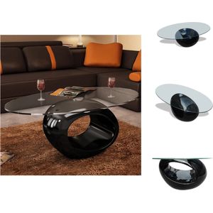 vidaXL Salontafel - Salontafels - Salon Tafel - Salon Tafels - Salontafel met ovale glazen tafelblad hoogglans zwart