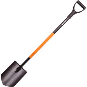 Ergonomische tuinspade 124 cm - Tuinspade met D-greep, geschikt voor harde bodems, gemaakt van hoogwaardig koolstofstaal
