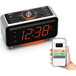 Equivera - Wekkerradio - Klokradio - DAB - Met Bluetooth en USB-oplaadpoort