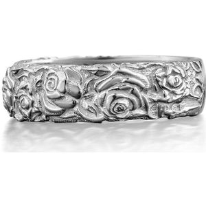 Rose bloem trouwring in 925 Zilver