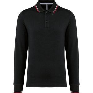 Kariban Heren polo van piquétricot met lange mouwen K280 - Black / Red / White - M