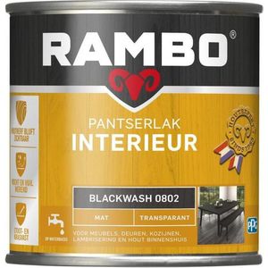 Rambo Pantserlak Interieur - Transparant Mat - Houtnerf Zichtbaar - Blackwash - 0.75L