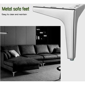 4 x driehoekige meubelpoten van metaal, moderne metalen poten voor banken of als vervanging voor stoelen en kasten (zilver, 17 cm)