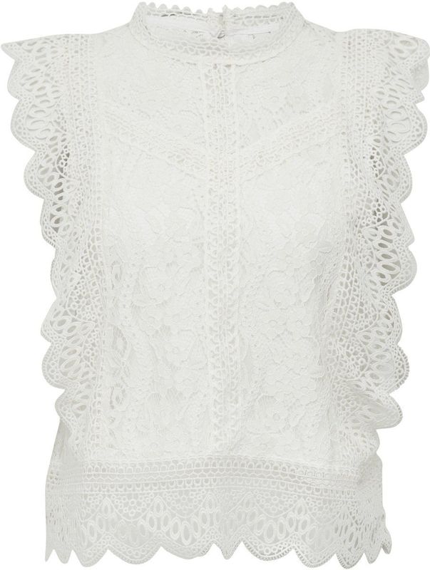 Blouse - Effen - Mouwloos - Licht Transparant - Normale Pasvorm