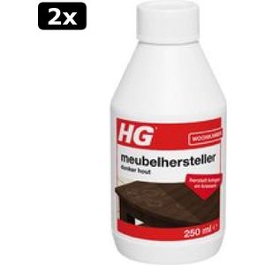 2x HG meubelhersteller donker hout - 250ml - herstelt de natuurlijke kleur - verwijdert vlekken, kringen en krassen