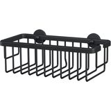 tesa ALUXX BLACK Doucherek - Diepe opbergruimte - Geschikt voor moderne badkamers - Lijmoplossing, boren niet nodig - Mat zwart, 92 mm x 250 mm x 125 mm