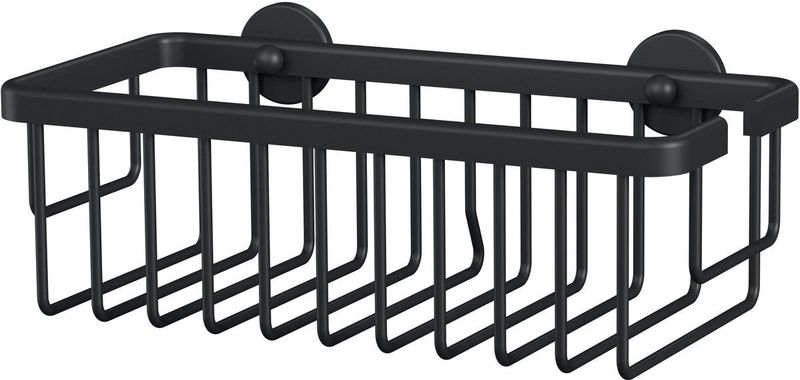 tesa ALUXX BLACK Doucherek - Diepe opbergruimte - Geschikt voor moderne badkamers - Lijmoplossing, boren niet nodig - Mat zwart, 92 mm x 250 mm x 125 mm