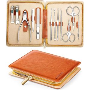 Manicureset Nagelknipper Roestvrijstalen Professionele Nagelsnijder - Manicure Pedicure & Verzorgingskits met Leren Hoesje